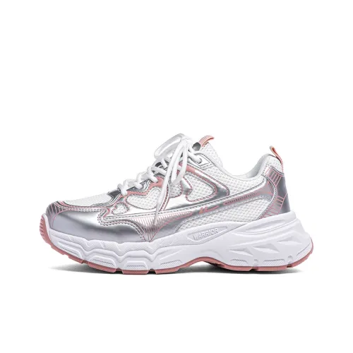 Warrior Дышащий Moisture Wicking Увеличение Высоты Низкий Топ Повседневные Беговые Кроссовки Женские Серебряный Белый Розовый