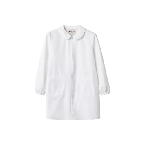 MIU MIU FW24 Длинное платье с длинными рукавами женское белое