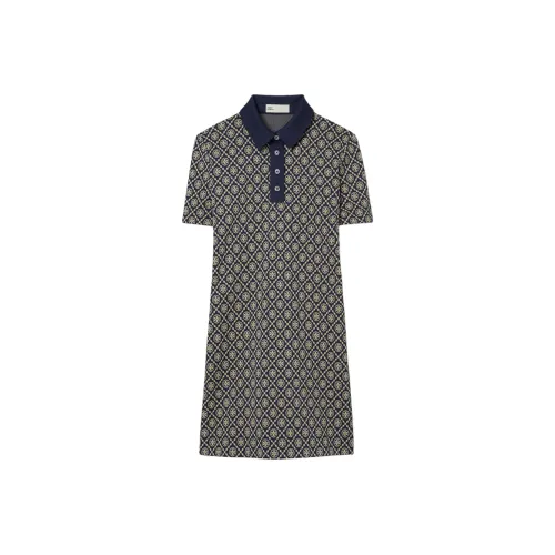 TORY BURCH Короткое платье с короткими рукавами женское морской синий