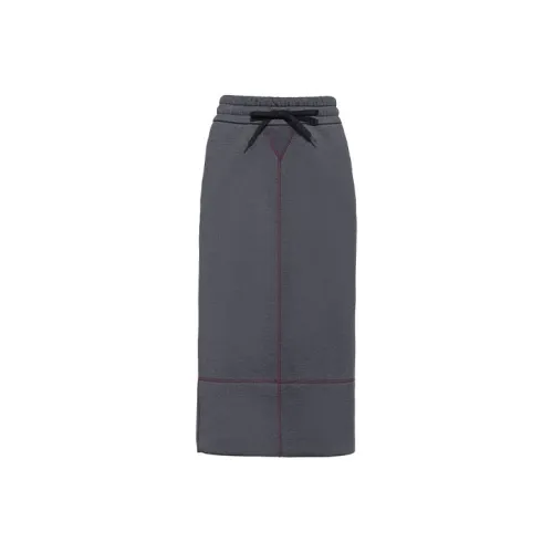 MIU MIU FW21 Платье-миди средней длины женское серого цвета