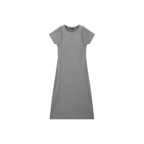 PEACEBIRD Короткий рукав Платье Женское Серое