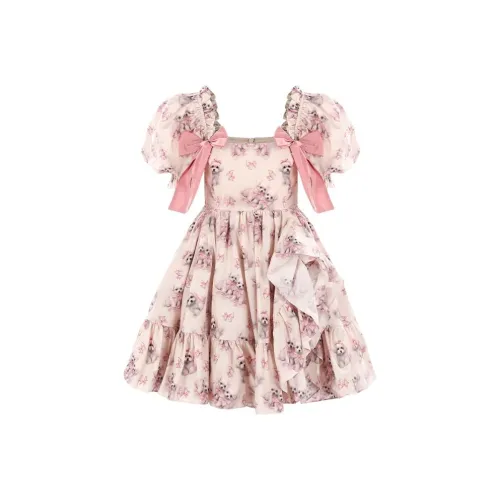 Selkie Коллекция Короткий рукав Платье Женские Щенок С принтом и бантом