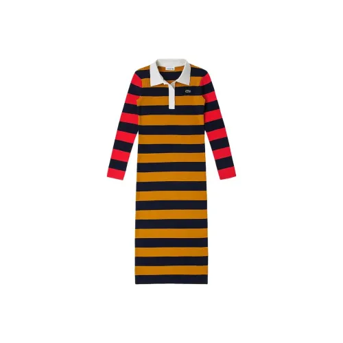 LACOSTE Длинное платье с длинными рукавами Женское Куркума Темно-синий