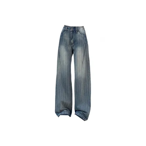 ARIADNAW STUDIO Джинсы Женские Синие в Полоску