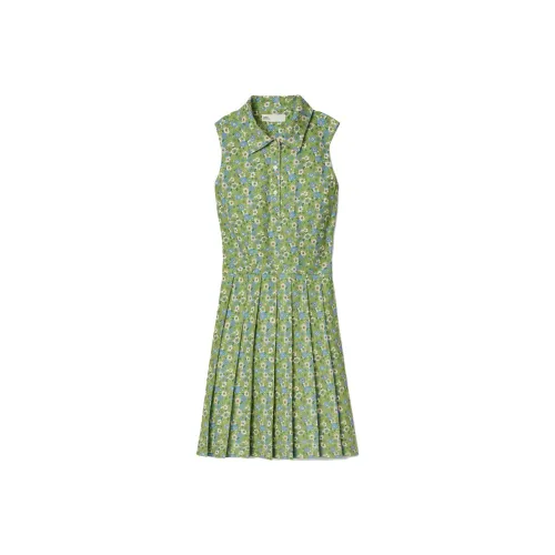 TORY BURCH SS23 Sleeveless Dress Women's Green TORY BURCH SS23 Без рукавов Платье Женское Зеленое