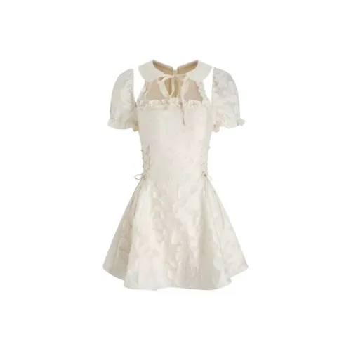 Lookinto Короткий рукав Платье Женское Абрикосовое