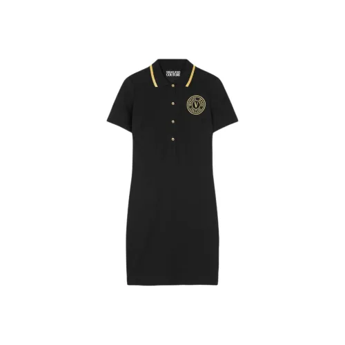 VERSACE JEANS COUTURE Короткое платье с короткими рукавами женское черное