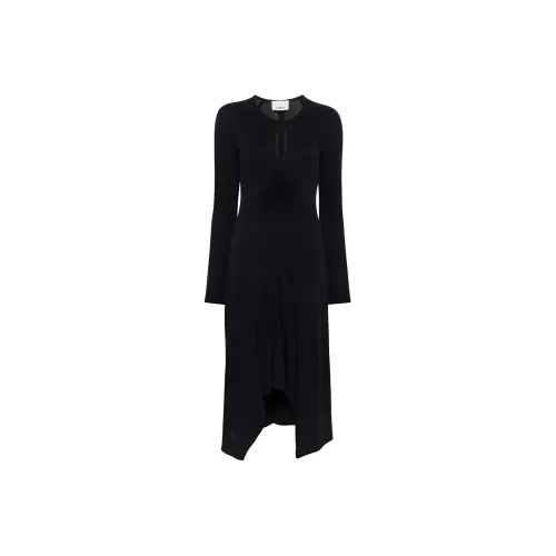 ISABEL MARANT Длинное платье с длинными рукавами женское черное