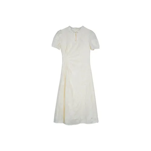 Письмо Экрю Женские Платья с Короткими Рукавами