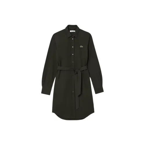 LACOSTE Collaboration Длинное платье с длинными рукавами женское темно-хаки зеленый