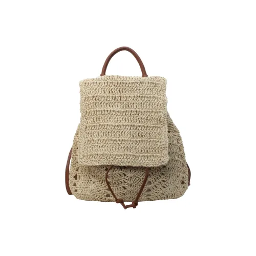 WXRX Рюкзак из соломенной плетени женский экрю хаки