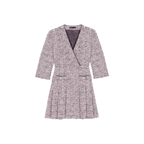 Maje Длинное платье с длинными рукавами женское светлый умбра