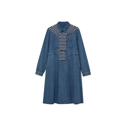 NAUTICA Длинное платье с длинными рукавами женское индиго