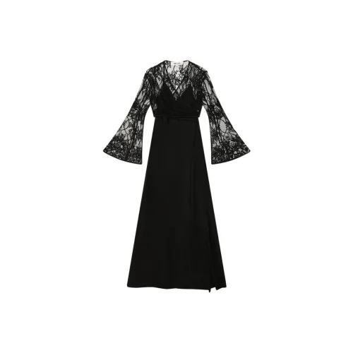 DVF Diane Von Furstenberg SS24 Длинное платье с длинными рукавами женское классическое черное