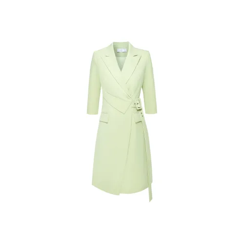 ONE SHALLOW Длинное платье с длинным рукавом женское зеленое