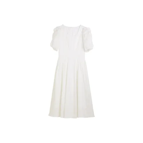 Hang Yi Court Короткий рукав Платье Женское Белое