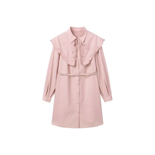 Pit Длинный рукав Платье Женское Розовый