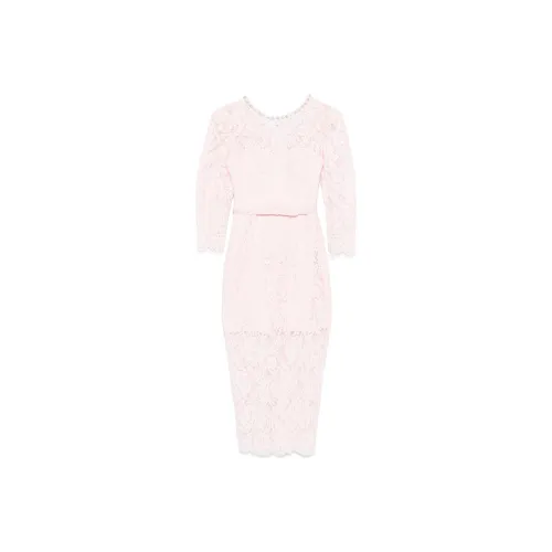 Self Portrait Длинное Платье с Длинными Рукавами Женское Светло-Розовое