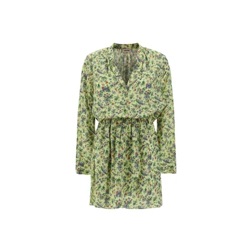 Zadig Voltaire Длинное платье с длинными рукавами женское зеленое