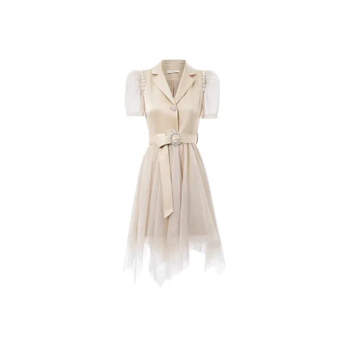 AUI Короткое платье с короткими рукавами женское хаки