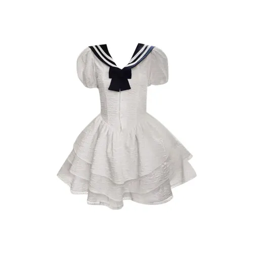 Lookinto Короткий рукав Платье Женское Белое