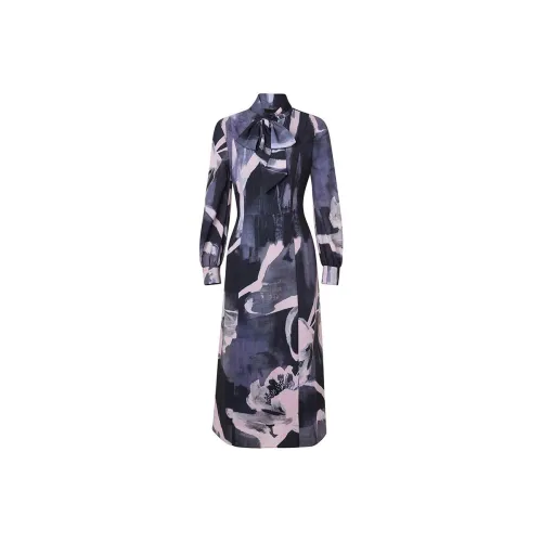 My Teno Длинное платье с длинными рукавами женское черное