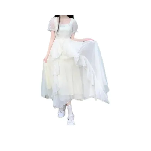 CHARM GLOW Короткий рукав Платье Женское Белое