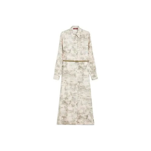 MaxMara Длинное платье с длинными рукавами женское светло-серое