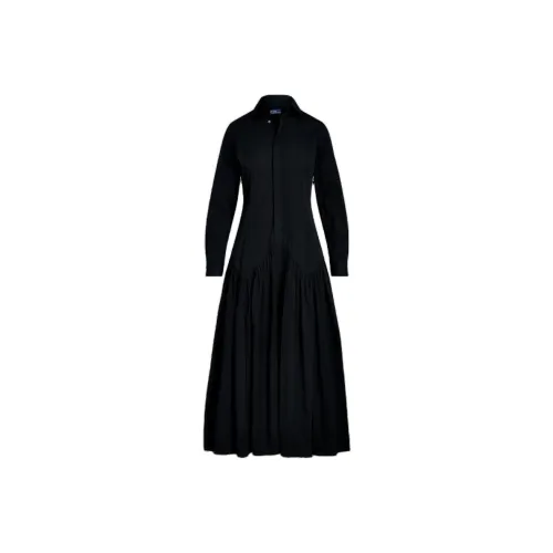 Polo Ralph Lauren Длинное платье с длинными рукавами женское черное