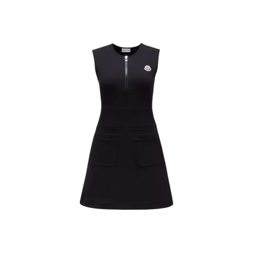 Moncler Хлопковая Смешанная Ткань Платье Без Рукавов Женское Черное