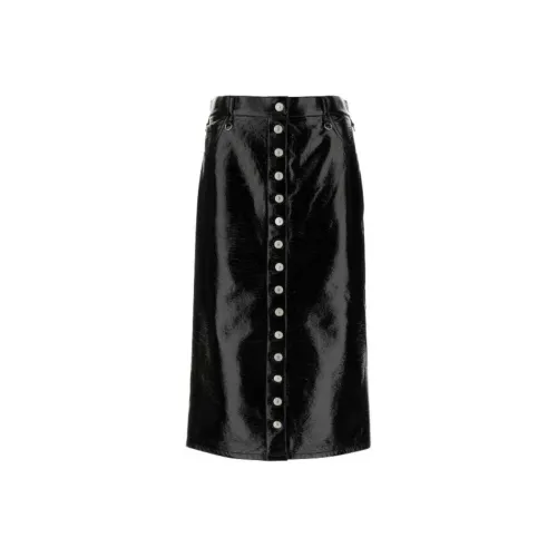 COURREGES Кожа Длинная Юбка Женская Черная