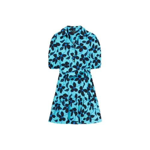 Kate Spade SS24 Короткое платье с короткими рукавами женское синее