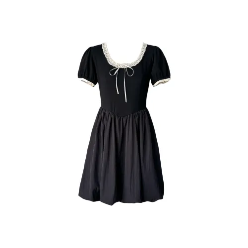 AURORA MUSE Короткий рукав Платье Женское Черное