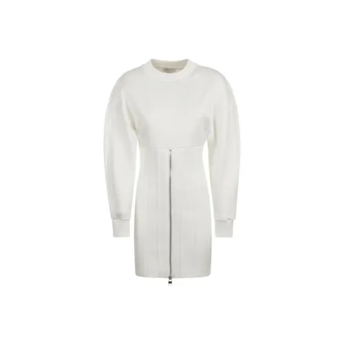 Alexander McQueen Белое Женское Длинное Платье с Рукавами