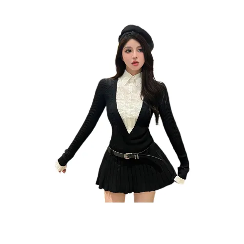 ORIASTAR Длинное платье с длинными рукавами женское черное