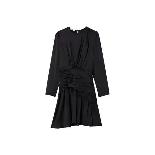 Sandro Длинное платье с длинными рукавами женское черное