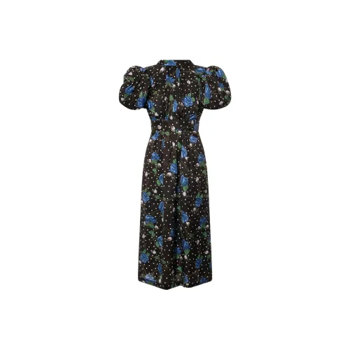 Rotate Короткий рукав Платье Женское Черное