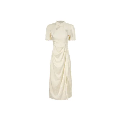 Local Gal Короткий рукав Платье Женское Абрикос