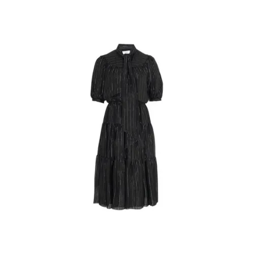 CELINE Короткое платье с короткими рукавами женское черное