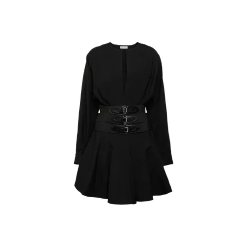 Alaia Длинное платье с длинными рукавами женское черное