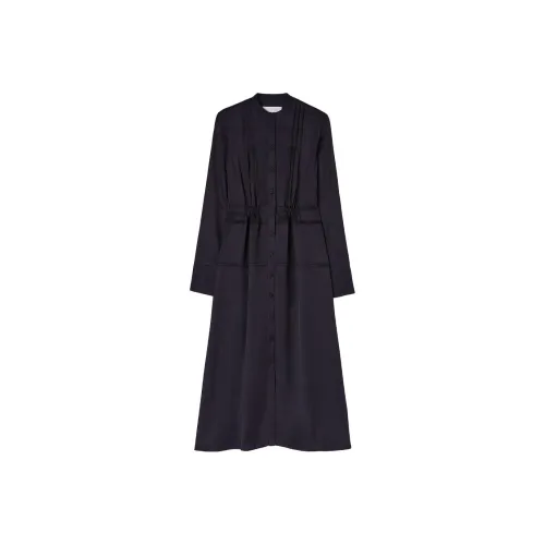 JIL SANDER Черное Женское Длинное Платье с Рукавами