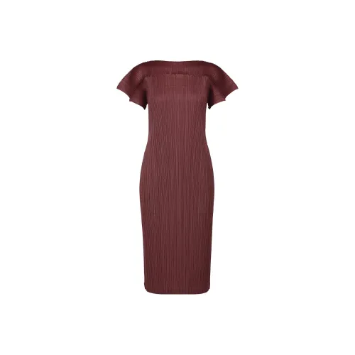 PLEATS PLEASE ISSEY MIYAKE Бургундский Женские Короткие Платья с Рукавами