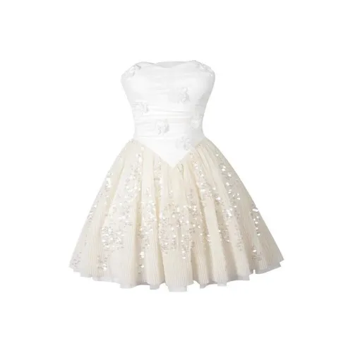 TASTILY Без рукавов Платье Женское Абрикосовое