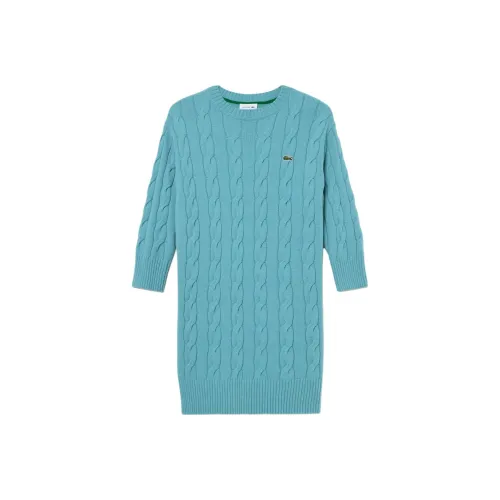 LACOSTE Длинное платье с длинными рукавами женское синее