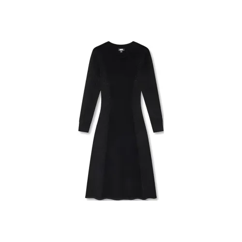 DKNY Длинное платье с длинными рукавами женское черное