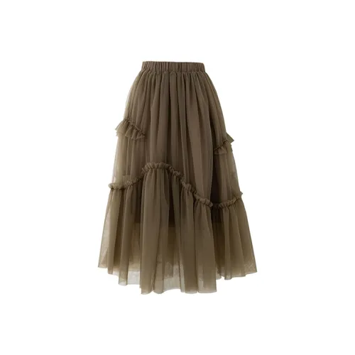 SOON FLOWER Повседневная длинная юбка женский кофейный