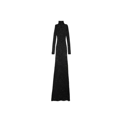 BALENCIAGA Черное Женское Длинное Платье с Рукавами