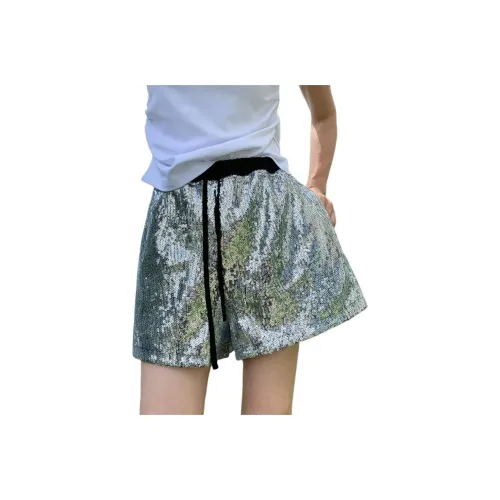 NANING9 Повседневные шорты Женские Серебряные