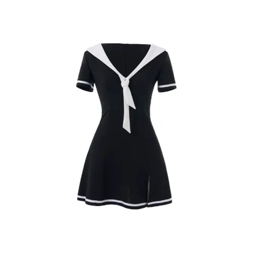 CANTALOVE Короткое платье с короткими рукавами женское черное