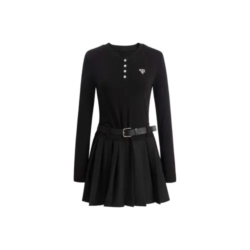 UNIFREE Длинное платье с длинным рукавом женское черное